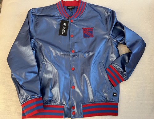 CHAQUETA BOMBER METALIZADA NY RANGERS MUJER GRANDE WILD COLECTIVE NHL HOCKEY MSG - Imagen 5 de 13