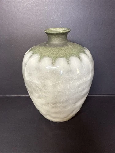 Rookwood Vase 1951 Vintage Art Pottery Crackle Glaze -Artist Loretta Holtkamp