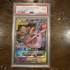 2019 POKEMON SUN & MOON UNIFIED MINDS #72 ESPEON & DEOXYS GX PSA 9