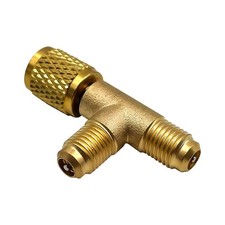 Car Quick Coupler Access Tee, Brass 1/4" SAE Valve Core Tee Adapter for R22 R...