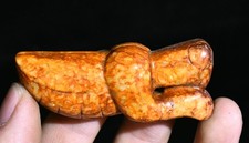 2.5''Chinese Hongshan Culture Old Jade Carved  Praying Mantis Amulet Pendant