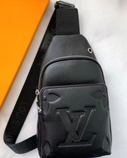 UNISEX BLACK SLING BAG/CROSS BODY DOUBLE POCKET WITH SILVER ZIPPERS