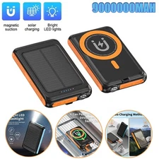 9000000mAh Solar Power Bank Wireless Charger Magnetic Battery Pack for IPhone 16