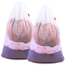 2 Pack Mesh Laundry Bags, 24 x 36 Inches Heavy Duty Drawstring Bag, Factories...