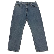 Wrangler Jeans Blue Mens 36W 30L Relaxed Straight Fit 100% Denim Zip Fly