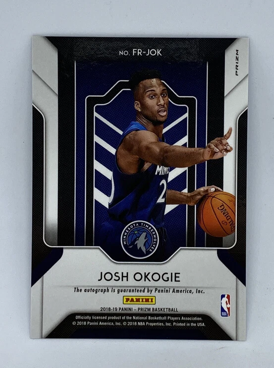 2018-19 Panini Prizm Rookie Auto Autograph #20 Josh Okogie RC Silver Fastbreak - Image 4 of 4