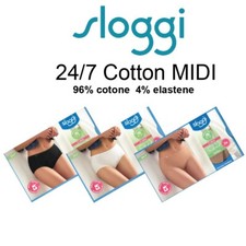 SLOGGI 24/7 MIDI 3 PEZZI BIANCO NERO NUDO PELLE SLIP MUTANDA DONNA