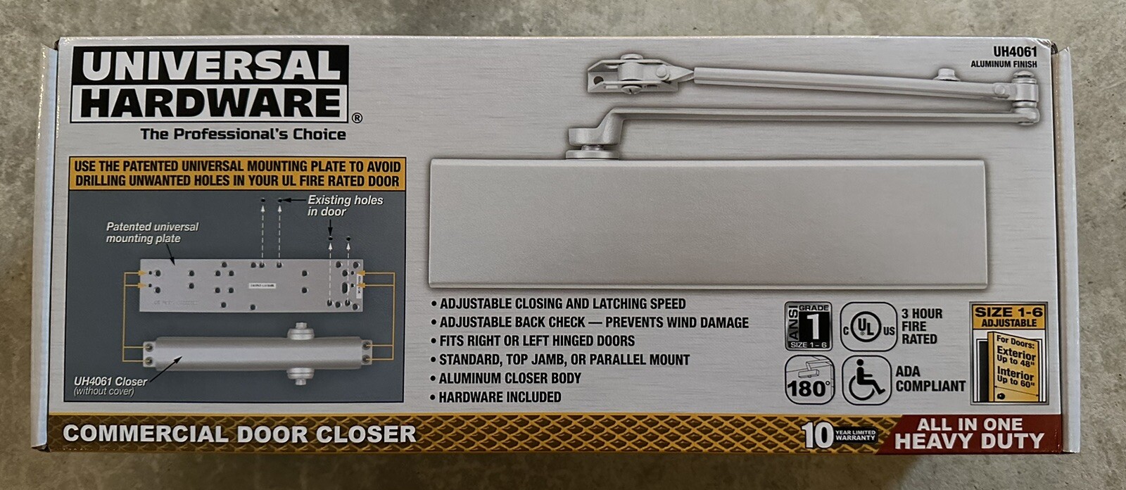 UNIVERSAL HARDWARE UH4061. All In One HEAVY Door Closer