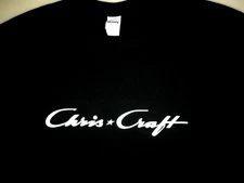 Chris Craft Screen Printed Black L/Sleeve w/White T-Shirt Heavy 100% Cotton  