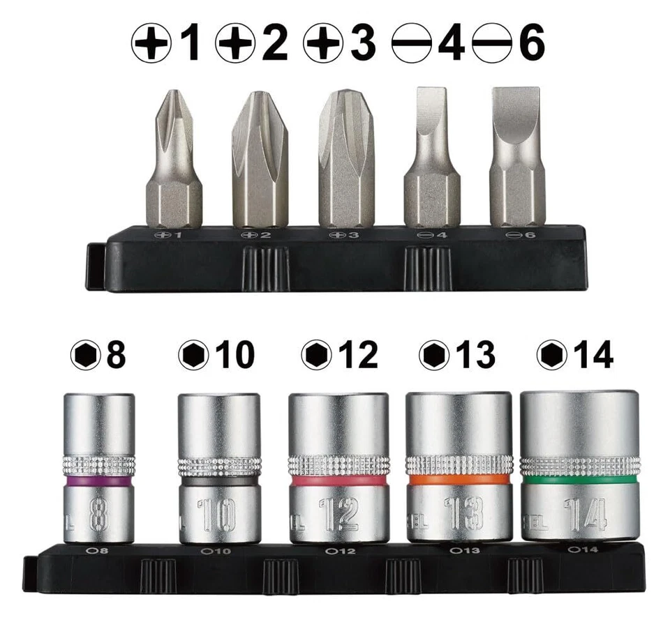 VESSEL 2WAY Speed L Handle SLH2-1 Hex6.35mm & Sq1/4 Insert 5 Bits 5 Sockets Set - Image 3 of 4