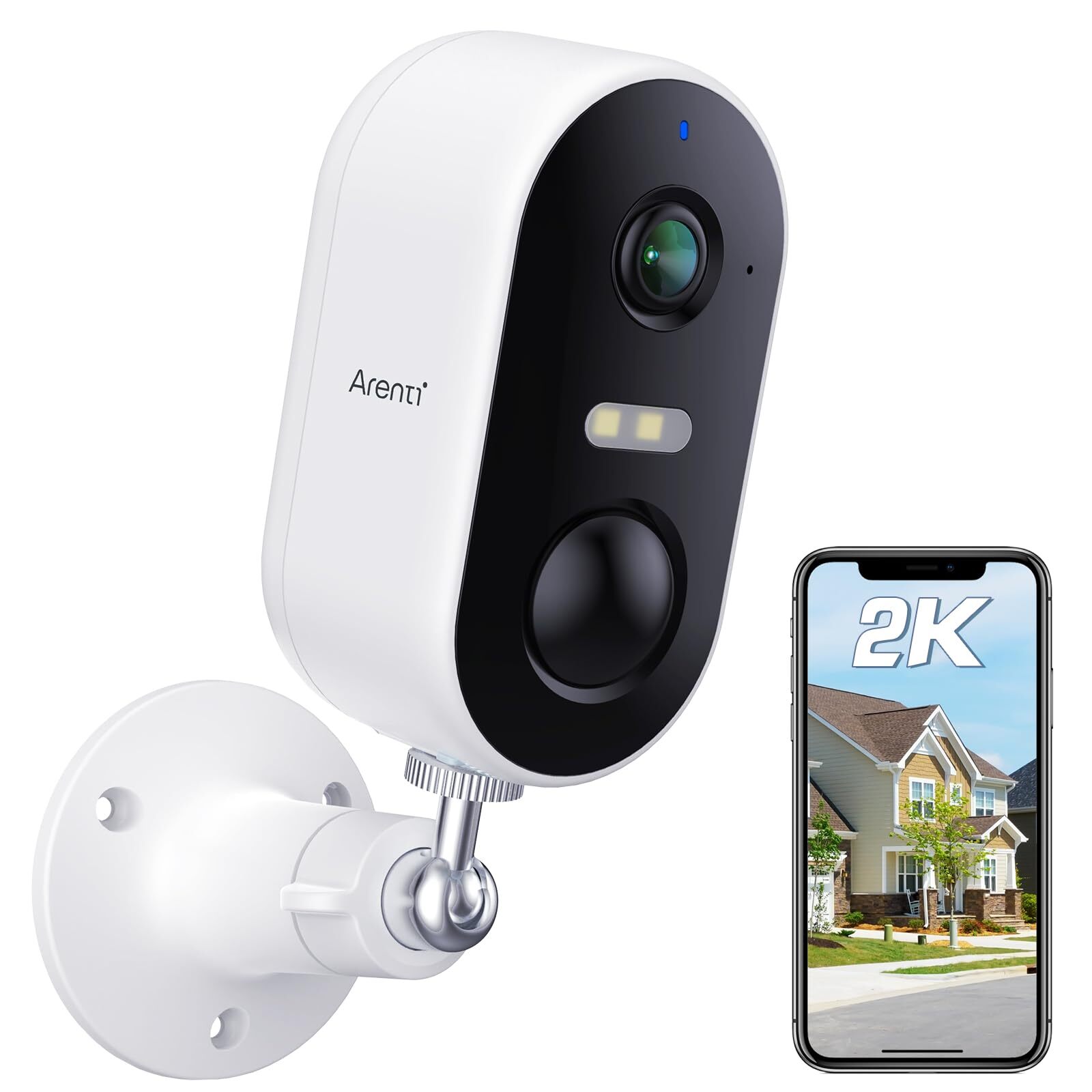 ARENTI 2K/3MP Telecamera Wi-Fi Esterno Senza Fili, Videocamera