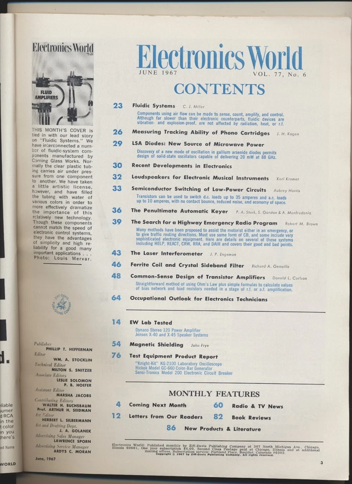 Electronics World Magazine Vol 77 #06 Jun 1967 Fluid Amplifiers Highway Radio - Image 3 of 3