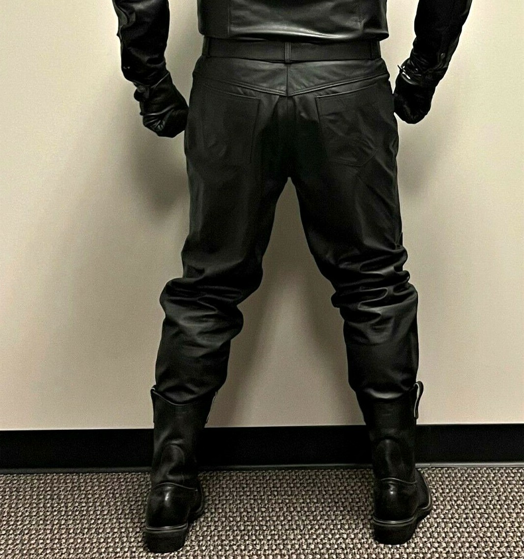 The Leather Ranch Canada Black Genuine Leather Jeans Pants Size 42