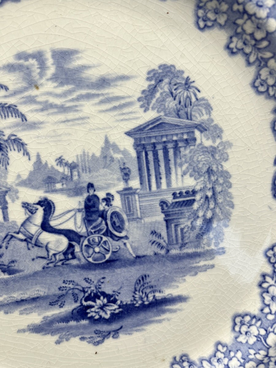 J & MP Bell & Co Glasgow Triumphal Car Blue Transferware 10.25