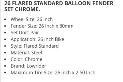 Parafango Beach Cruiser Parafango Bici Cruiser 26" Originale Svasato Cromato Per Ruote 80mm Parafanghi Mtb 29 - Foto 8