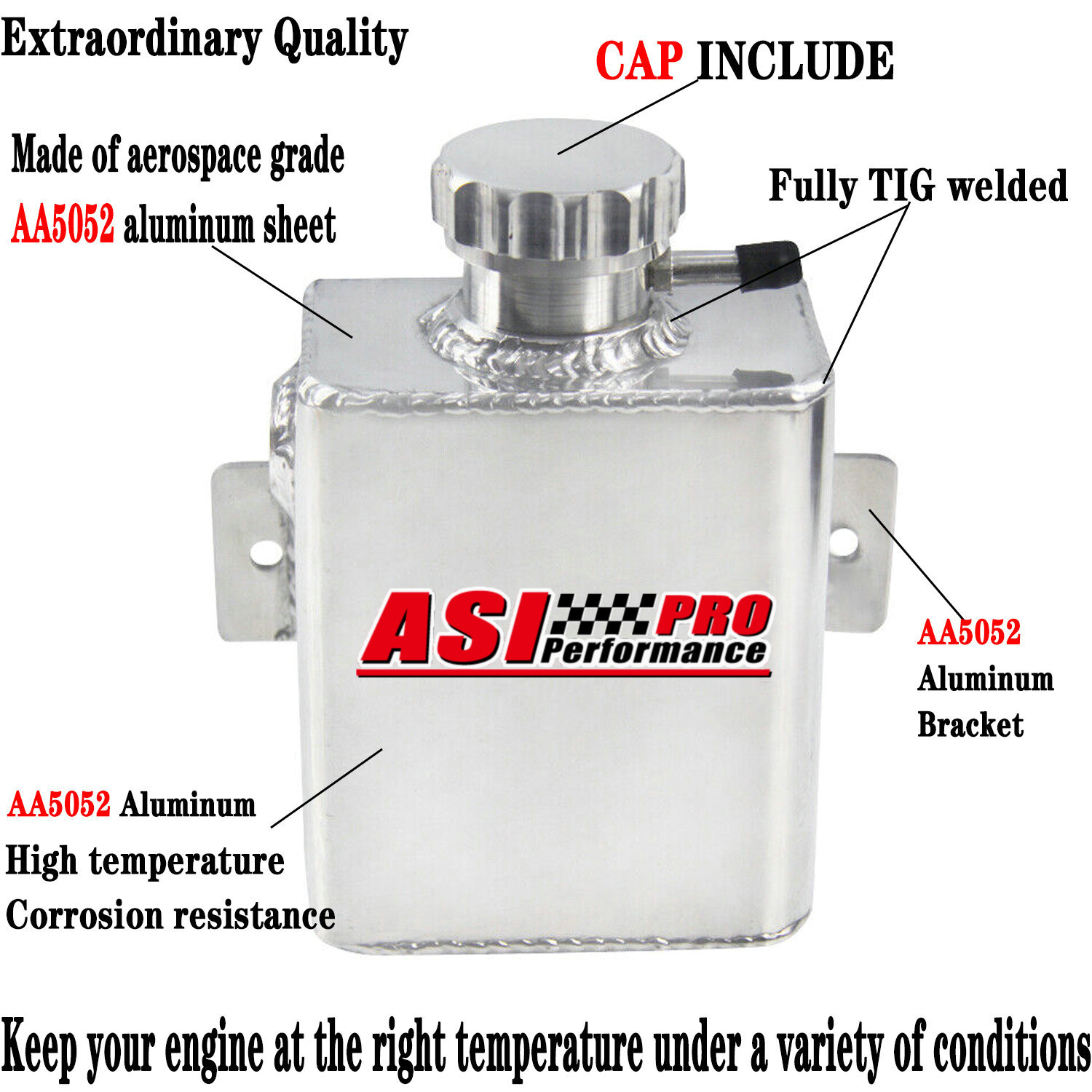 Universal Aluminum Coolant Expansion Catch Can Tank Fabricated 1235ml