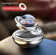Rotating Solar Powered Car Aromatherapy, Car Solid Perfume Air Freshener Silver
