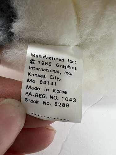 Vintage Graphics International Teddy Bear White With Grey Paws 7 Inch Plush 1986 - Picture 7 of 8