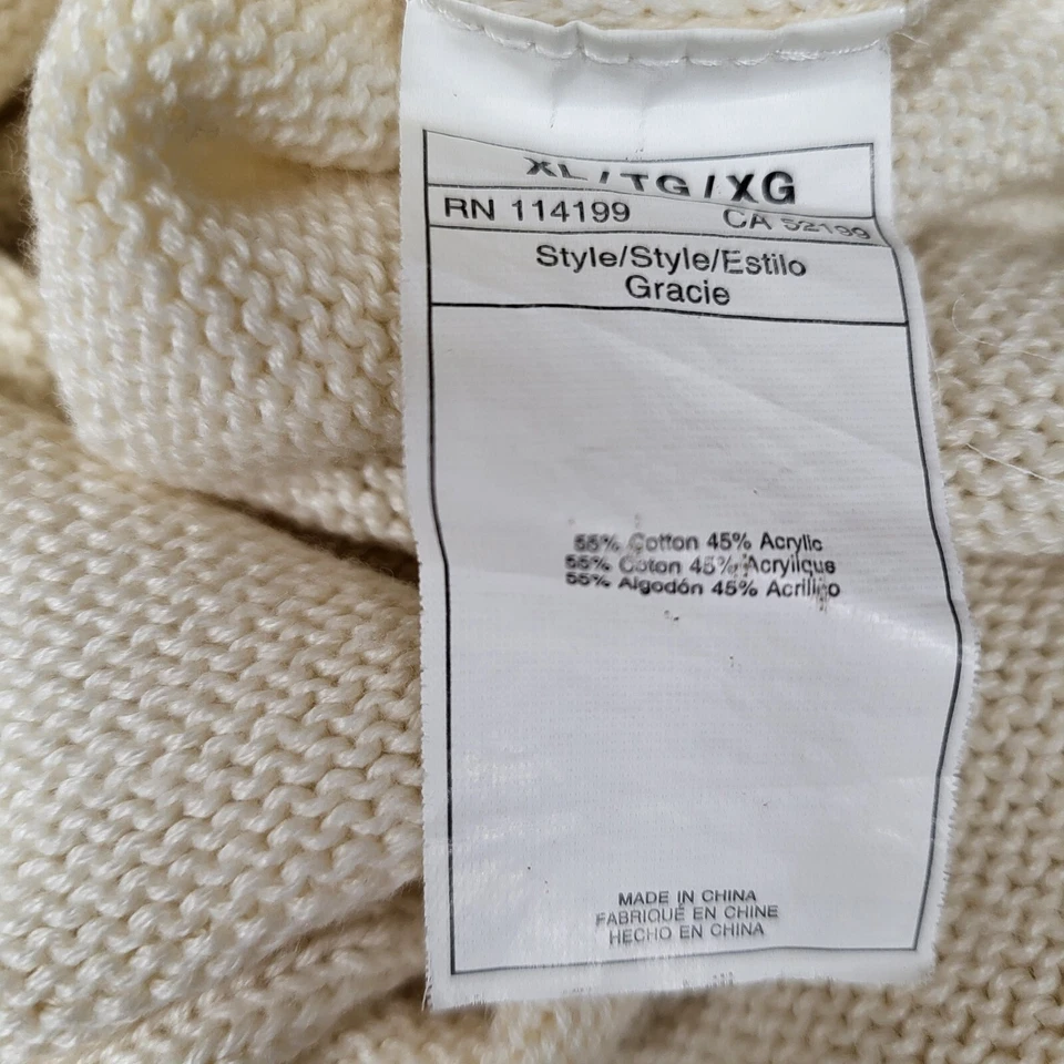 Suéter Pullover Roxy Mujer XL Crema Túnica Tejido con Cable Logotipo Con Capucha LEER Foto 4 de 4