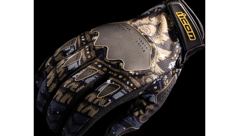 NUEVO ICON 3301-4647 Guantes Hooligan Daytripper-Marrón/Negro/Azul-Pequeños-MOTOCICLETA Foto 3 de 4