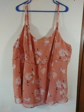Torrid Chiffon  Double Layer Swing Cami/Tank Top, Size 5, Floral, #3669