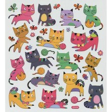 Scrapbooking Crafts Stickers Sticker King Kittens Cats Yarn Colorful Butterflies