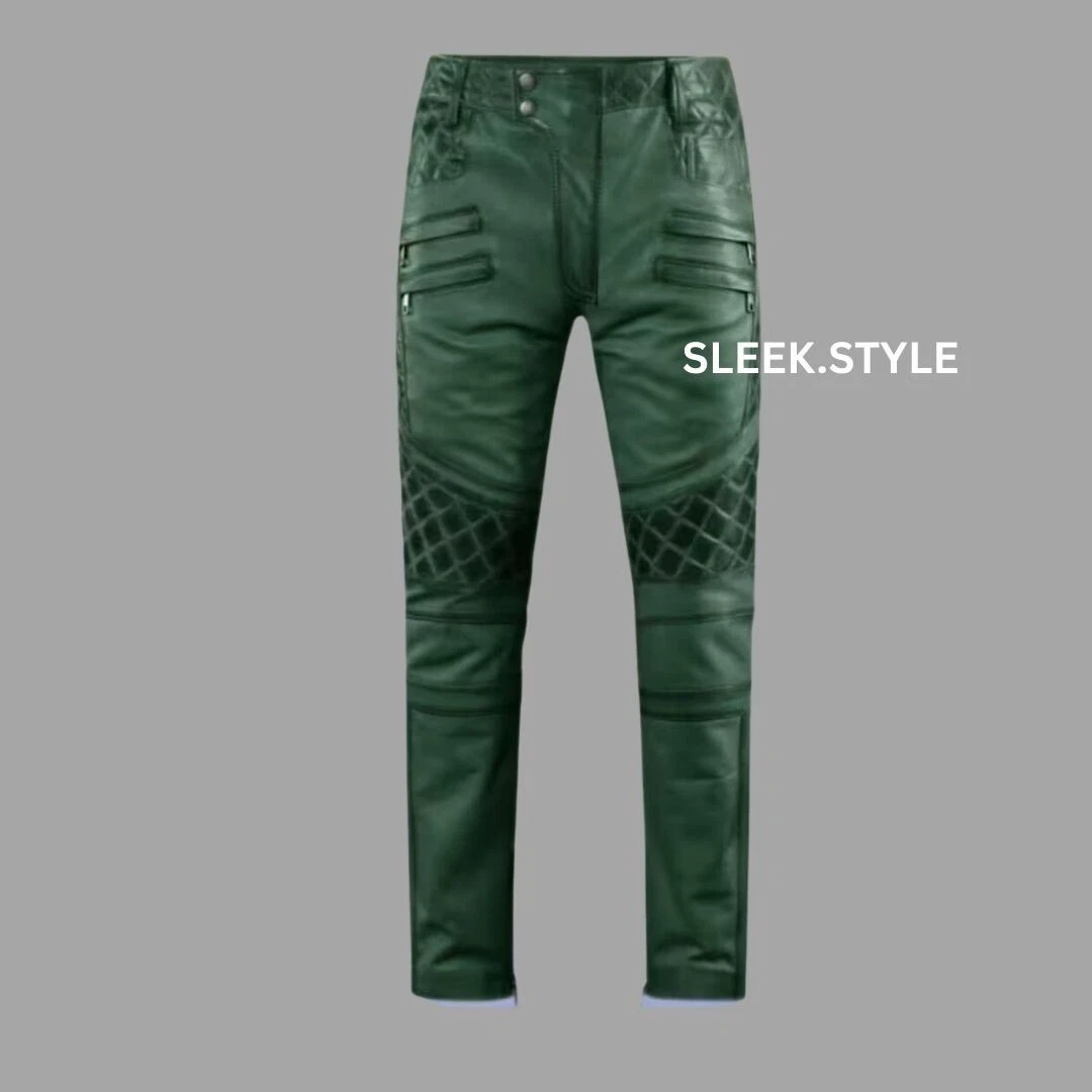Mens Leather Pant Lambskin Leather Slim Fit Trendy Streetwear Party Bottoms