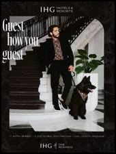 IHG hotels & resorts 1-pg print ad 2022 long haired black german shepherd dog