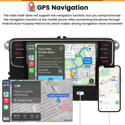 6.5" CarPlay Android Auto Radio RCD330 5538 RCD340G 187B Für VW Passat Jetta CC - Bild 9 von 11