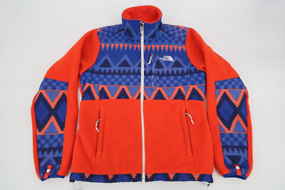 The North Face Denali Aztec Zip Up Fleece Jacket Orange Blue Women's Small Rare