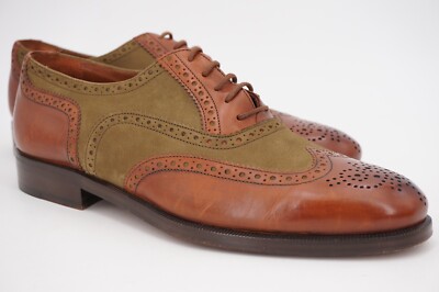 WORN 5x | $465 BRUNO MAGLI RON BURNISHED BROWN SUEDE WINGTIP BALMORAL TAN ITALY
