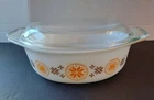 VINTAGE PYREX TOWN and COUNTRY CASSEROLE DISH ORANGE and BROWN