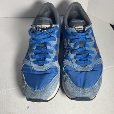 Asics Onitsuka Tiger Running Shoes Blue Size 5.5M Suede Sneakers