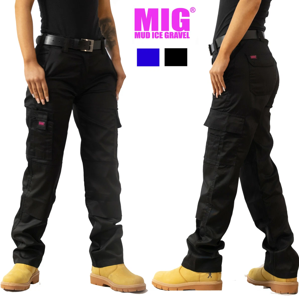 Ladies & Womens MIG Cargo Combat Work Trousers Size 6 to 22 & Knee Pads  Pockets