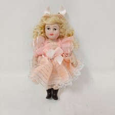 Miniature 5" Bisque Doll Blonde Curls Jointed Limbs Fixed Head