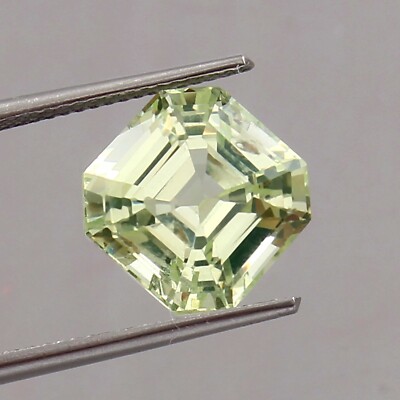 Natural Flawless Ceylon Lemon Green Spinel 7.10 Ct Loose Asscher Cut Gemstone