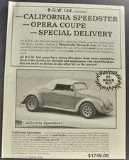 1972 Volkswagen BGW Kit Car Brochure California Speedster '40 Ford Original