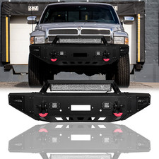 Luywte For 1994-2002 Dodge Ram 25003500 Steel Front Bumper Wwinch Platelights