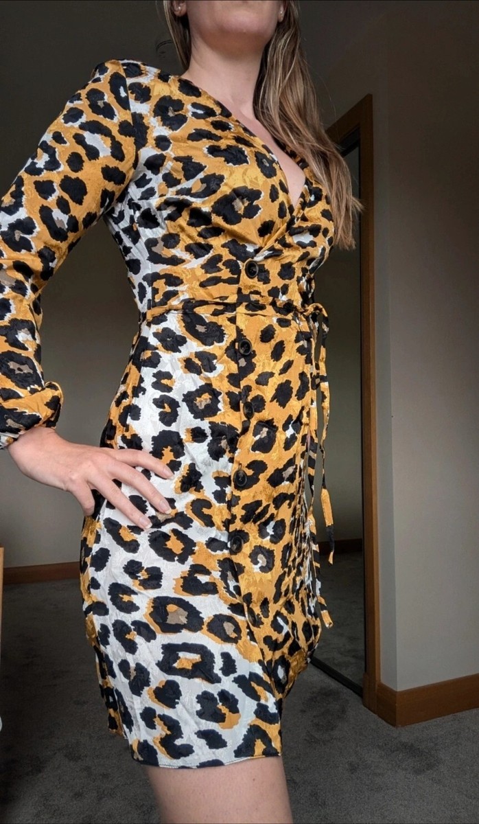 F&F Florence Fred Animal Tiger Print Mustard Yellow Black Long