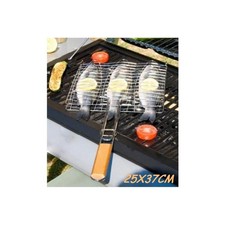 Griglia Barbecue Doppia 25x37cm Grill Antiaderente Fornacella Brace Pesce Carne