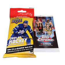 2021-22 Upper Deck Hockey 26 Card Fat Pack & 2026 Topps Chrome WWE 4 Card Pack