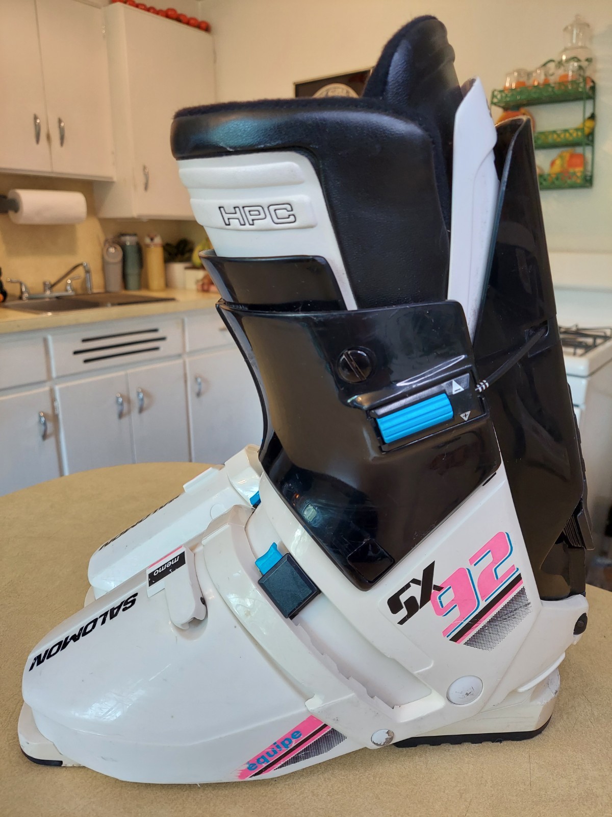 Scarponi da sci uomo Salomon SX92 retrò vintage taglia 350 made in France bianco blu rosa