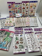 NEW Themed Everyday Sticker Sheets HUGE Lot of 32 Rainbows Frogs 3D Camping Misc