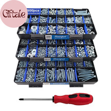 2600 Piece Bolt and Nut Hardware Assortment Kit with Diverse Bolts, Screws, Wash