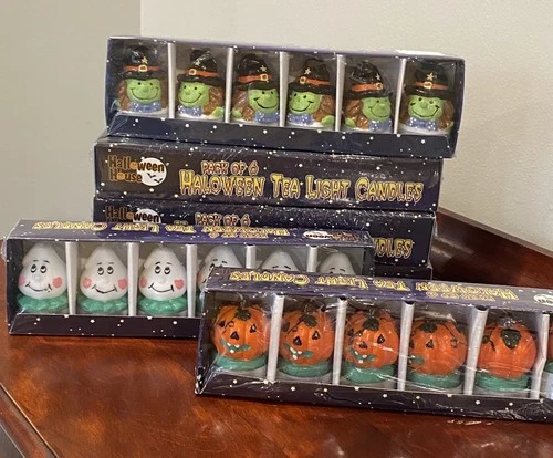 Lot of 36 Halloween Themed Tea Light Candles Pumpkins Ghosts Witches NIB