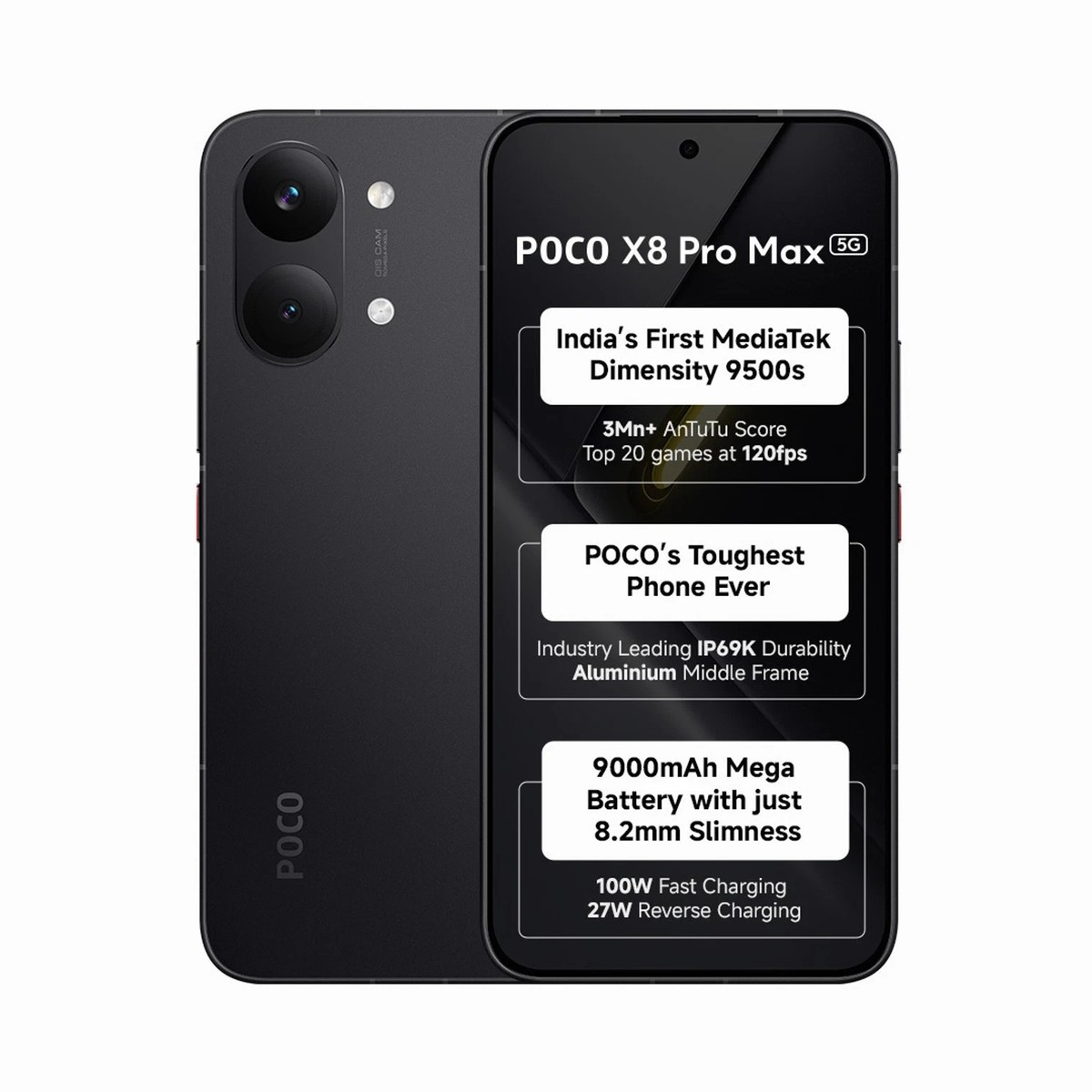 poco x8 pro max 12gb 256gb black 未使用 POCO X8 Pro Max (Black, 256 GB 12GB RAM) 6.83
