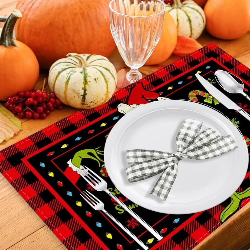 Christmas Santa and Snowflake Placemats with Candy Design