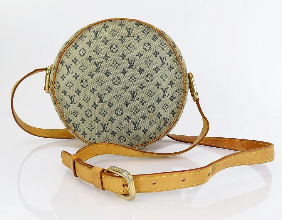 Auténtico Bolso de Hombro Redondo LOUIS VUITTON Jeanne GM Azul Mini Lin Lona #61519 Foto 3 de 4