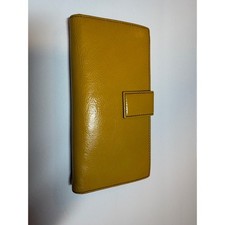 Hobo International Clutch Wallet Mustard Yellow Leather Double Frame Kiss