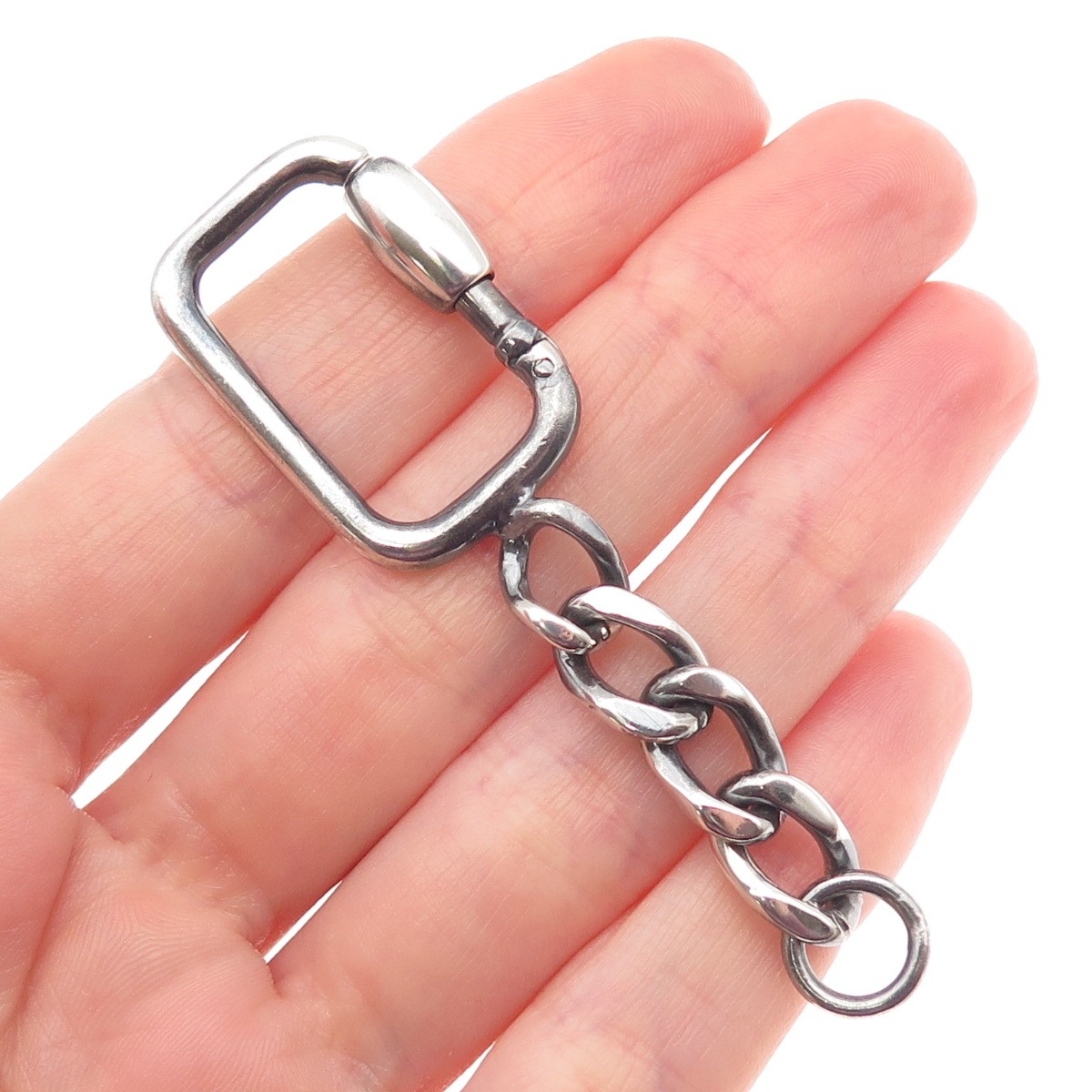 925 Sterling Silver Vintage Carabiner Oxidized Key Chain | eBay